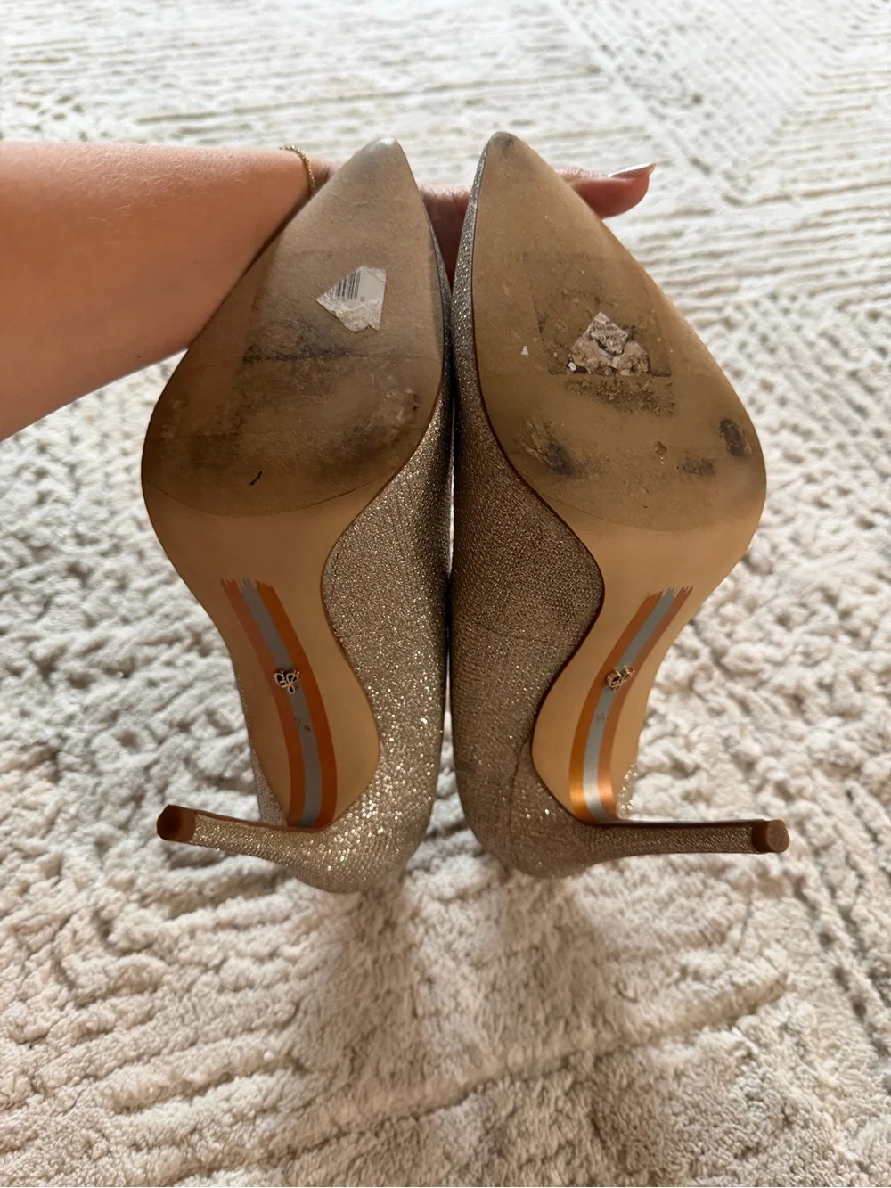 Sam Edelman Sparkling Champagne Pointed Toe Stilettos